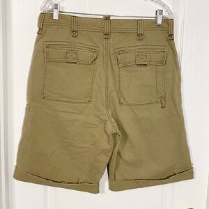Y2K Express Cuffed Cargo Shorts HONG KONG MADE Vintage Khaki Cotton Men's 32